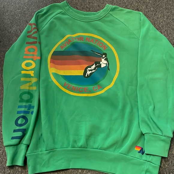 Aviator Nation Tops - Aviator Nation Venice Beach California Rainbow Logo Crewneck Sweatshirt-Size L
